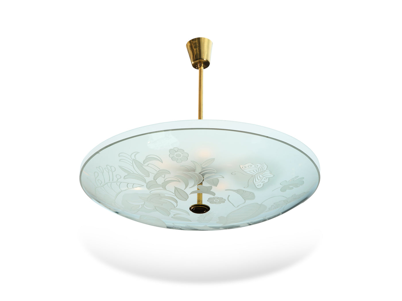 Etched Glass Ceiling Fixture By Pietro Chiesa for Fontana Arte