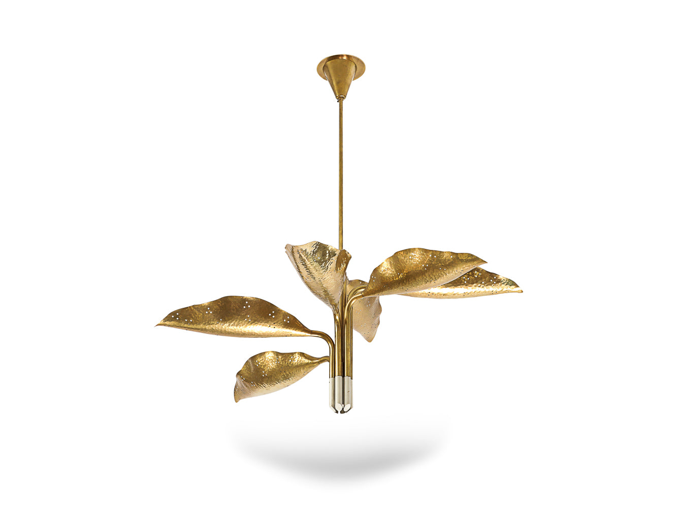 Hammered Brass Chandelier by Angelo Lelii for Arredoluce