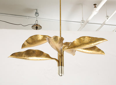 Hammered Brass Chandelier by Angelo Lelii for Arredoluce