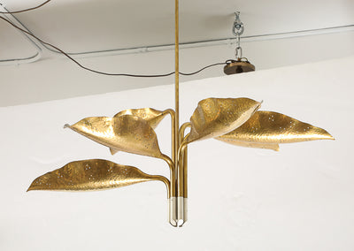 Hammered Brass Chandelier by Angelo Lelii for Arredoluce