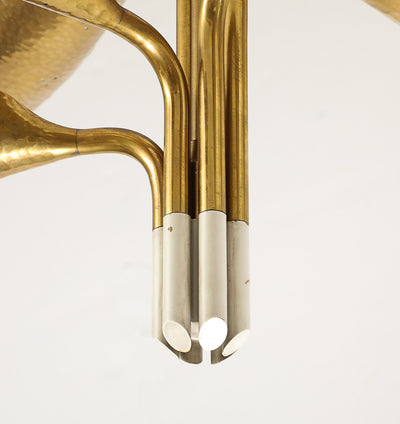 Hammered Brass Chandelier by Angelo Lelii for Arredoluce