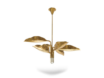 Hammered Brass Chandelier by Angelo Lelii for Arredoluce