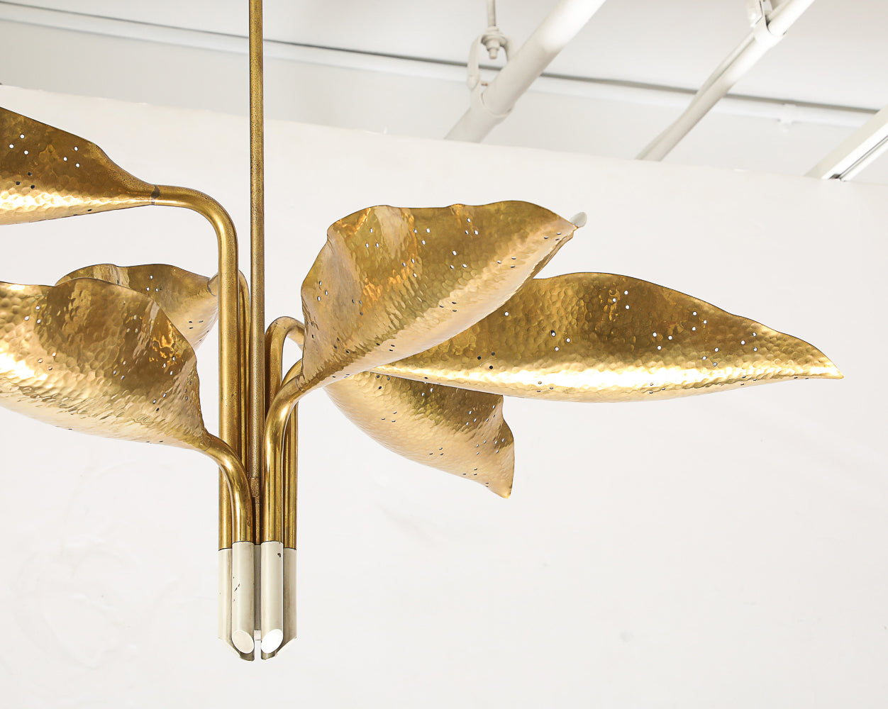 Hammered Brass Chandelier by Angelo Lelii for Arredoluce
