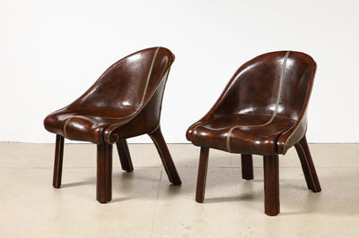 Pair of Leather Occasional Chairs by William Haines