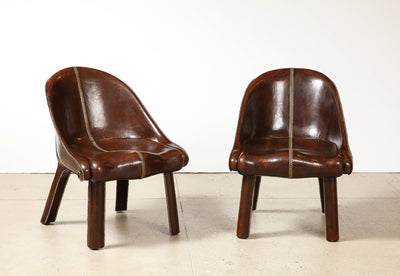 Pair of Leather Occasional Chairs by William Haines