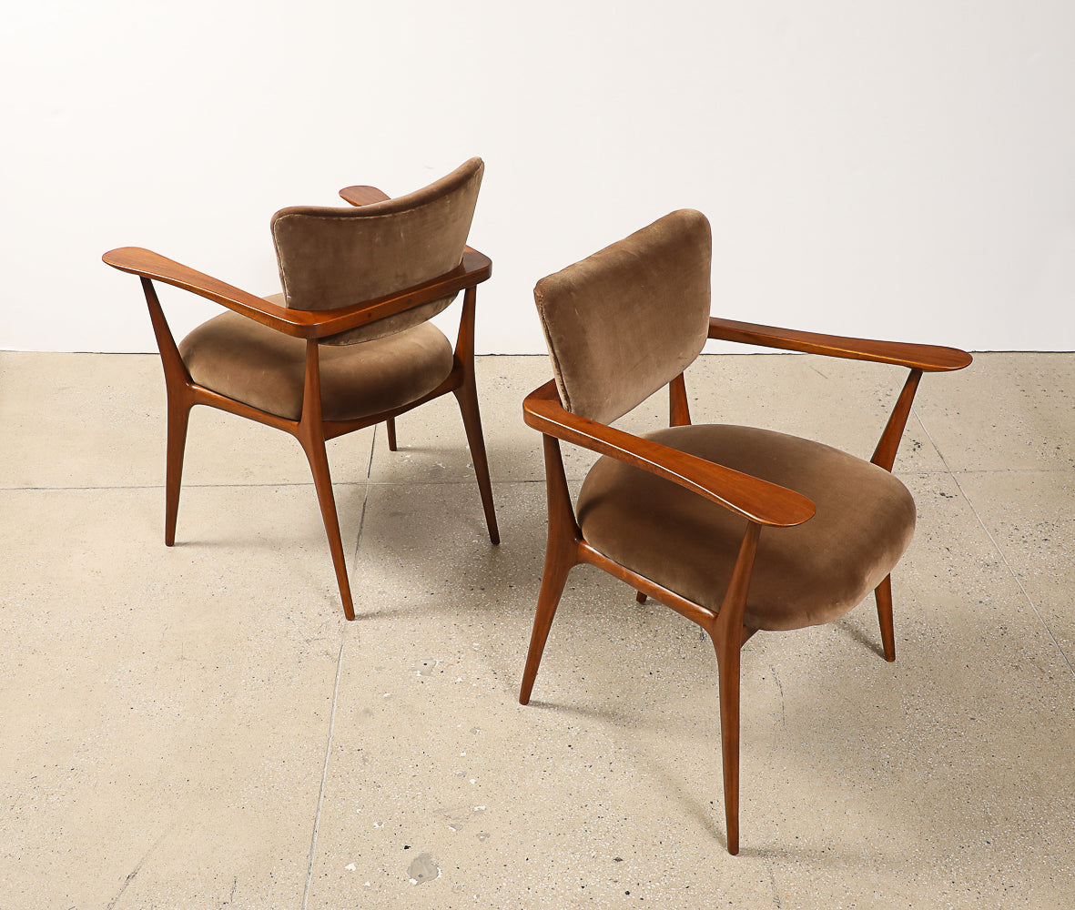 Rare Pair of "Poltroncina da the" Armchairs by Ico Parisi