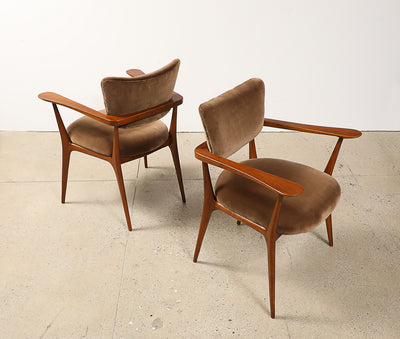 Rare Pair of "Poltroncina da the" Armchairs by Ico Parisi