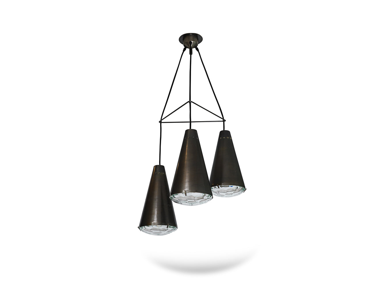 Model 2126 3-Light Chandelier by Max Ingrand for Fontana Arte