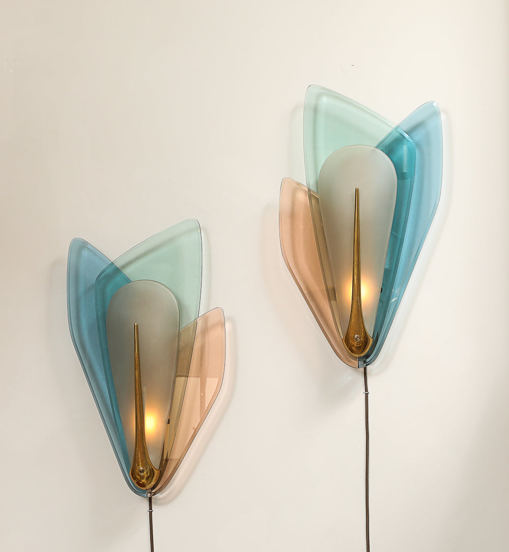 Rare Pair of Wall Lights by Max Ingrand for Fontana Arte