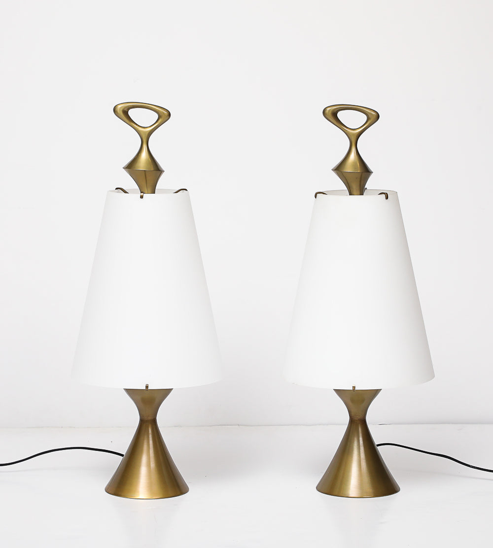 Rare Pair of Table Lamps by Max Ingrand for Fontana Arte