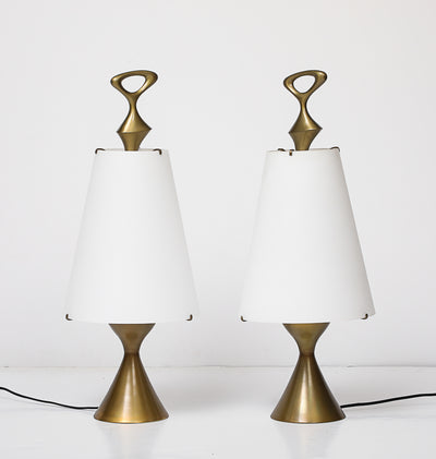 Rare Pair of Table Lamps by Max Ingrand for Fontana Arte