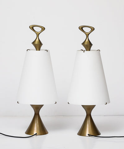 Rare Pair of Table Lamps by Max Ingrand for Fontana Arte