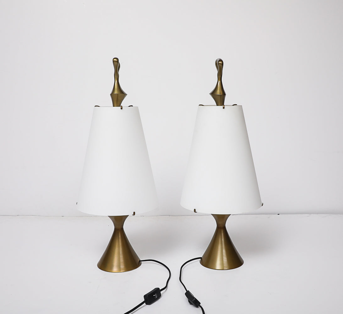 Rare Pair of Table Lamps by Max Ingrand for Fontana Arte