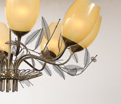 Model No. 9028/9 8 Light Chandelier by Paavo Tynell