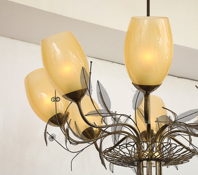 Model No. 9028/9 8 Light Chandelier by Paavo Tynell