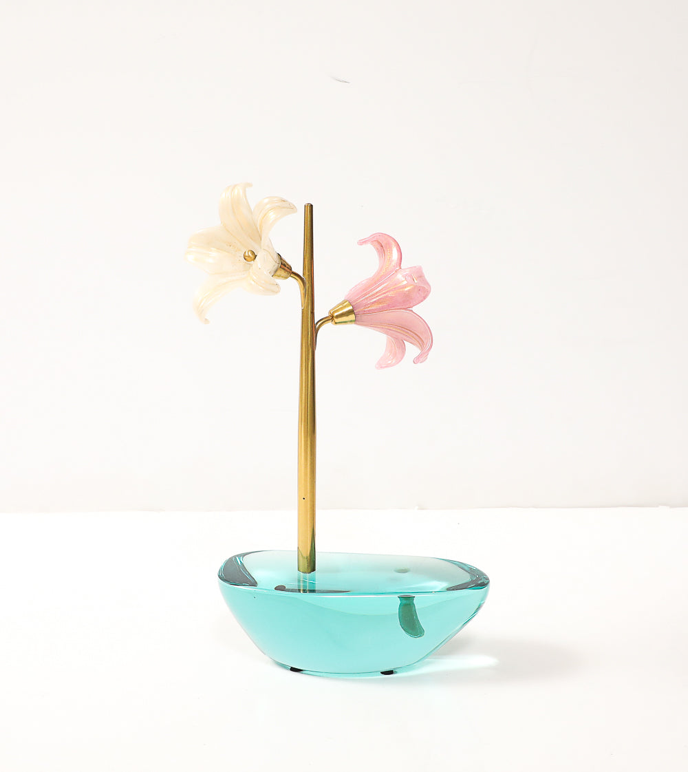 Murano Flower Sculpture by Roberto Giulio Rida