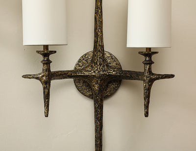 Cinelli Sculptural Bronze Wall Lights by Alexandre Loge