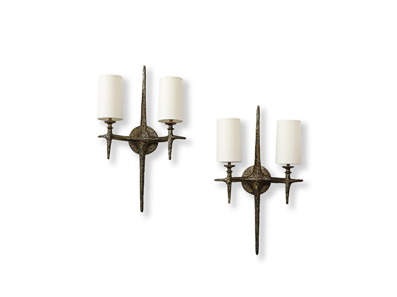 Cinelli Sculptural Bronze Wall Lights by Alexandre Loge