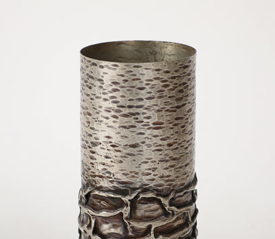 Hammered Aluminum Vase by L'atelier des Orfèvres