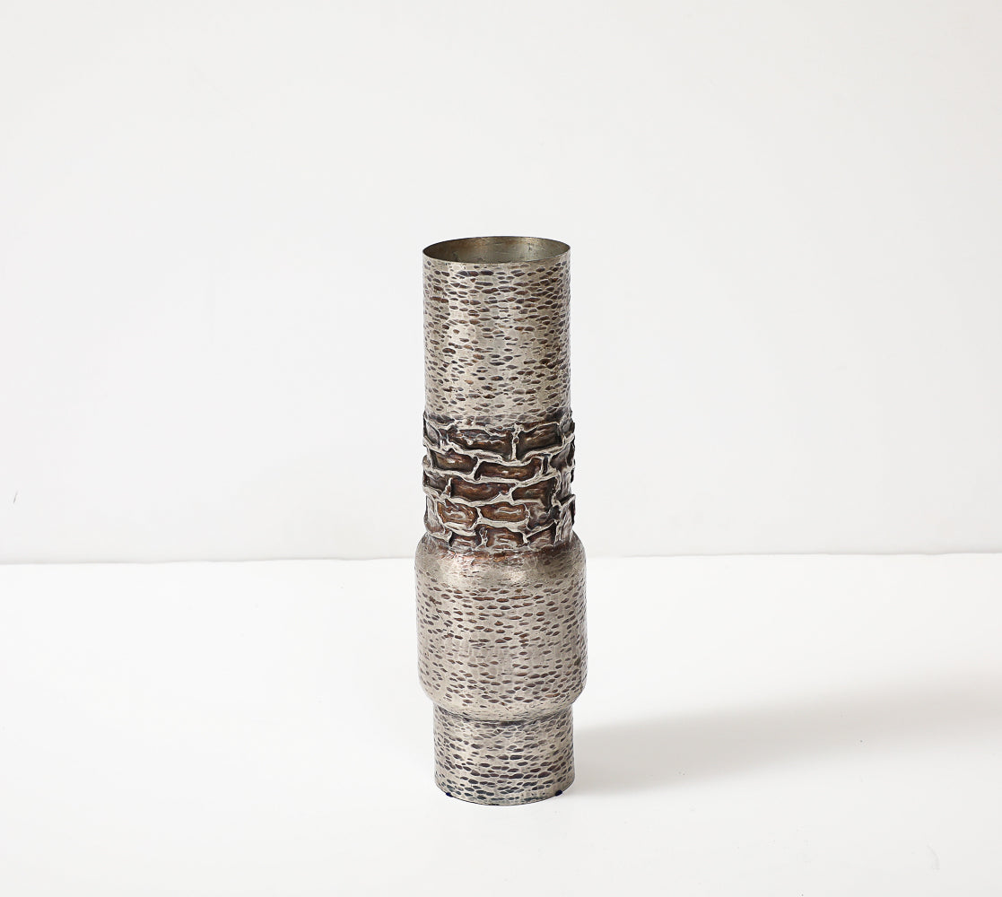 Hammered Aluminum Vase by L'atelier des Orfèvres