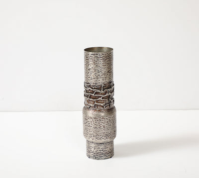 Hammered Aluminum Vase by L'atelier des Orfèvres