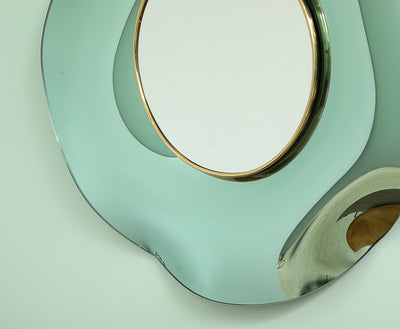 "Undulate Green," Studio-Built Wall Mirror by Ghiró Studio