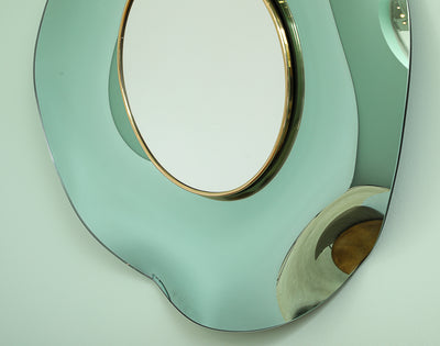 "Undulate Green," Studio-Built Wall Mirror by Ghiró Studio