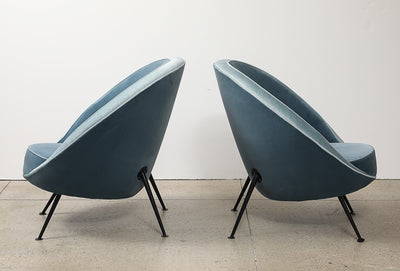 Rare Pair of 813 Uovo Lounge Chairs by Ico Parisi
