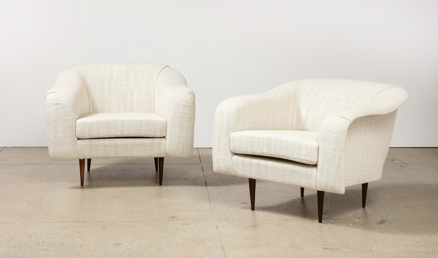 Pair of Curved Lounge Chairs by Joaquim Tenreiro
