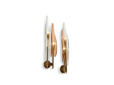 Pair of Model 1461 Dahlia Wall Lights by Max Ingrand for Fontana Arte
