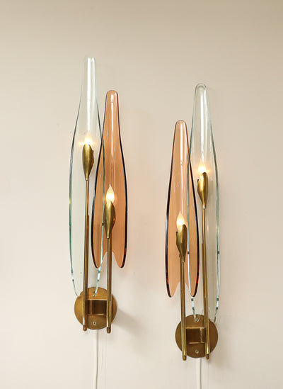 Pair of Model 1461 Dahlia Wall Lights by Max Ingrand for Fontana Arte