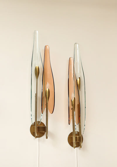 Pair of Model 1461 Dahlia Wall Lights by Max Ingrand for Fontana Arte