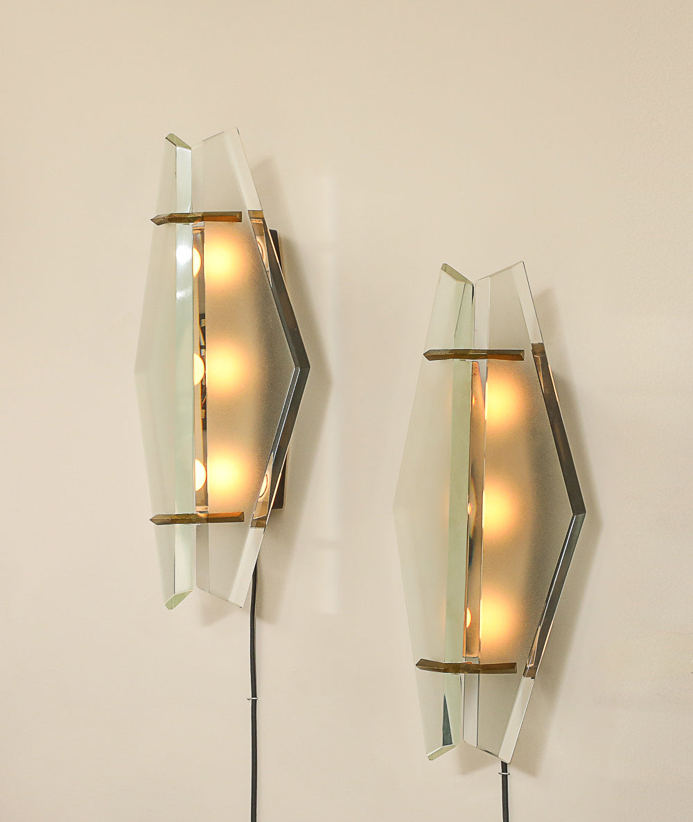 Pair of Rare #1937 Wall Lights by Max Ingrand for Fontana Arte