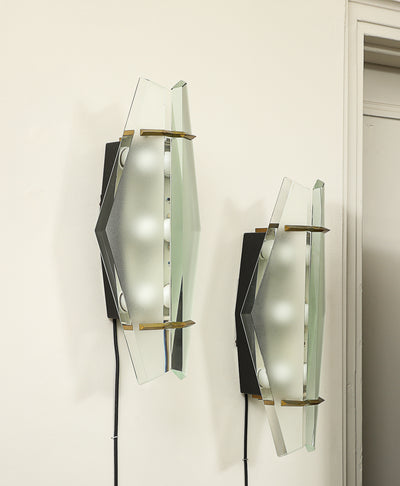 Pair of Rare #1937 Wall Lights by Max Ingrand for Fontana Arte