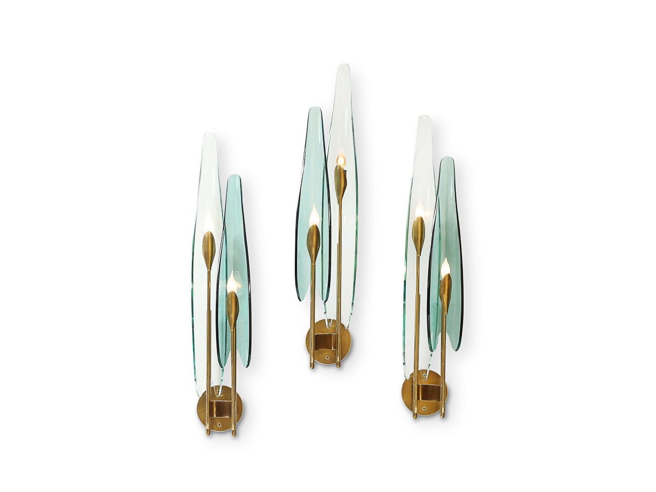 Set of 3 Dahlia Wall Lights by Max Ingrand for Fontana Arte