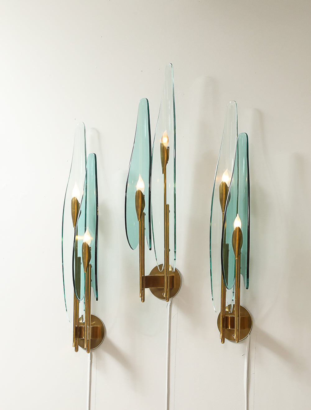 Set of 3 Dahlia Wall Lights by Max Ingrand for Fontana Arte