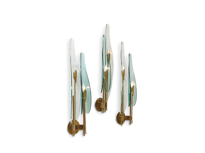 Set of 3 Dahlia Wall Lights by Max Ingrand for Fontana Arte