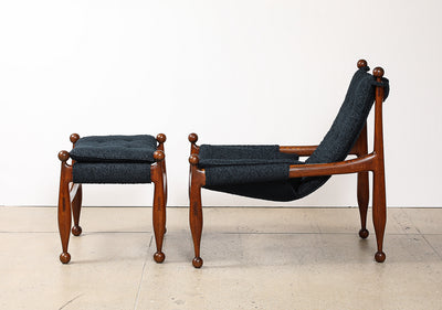 Four Legged Sling Chair with Ottoman by Wendell Castle