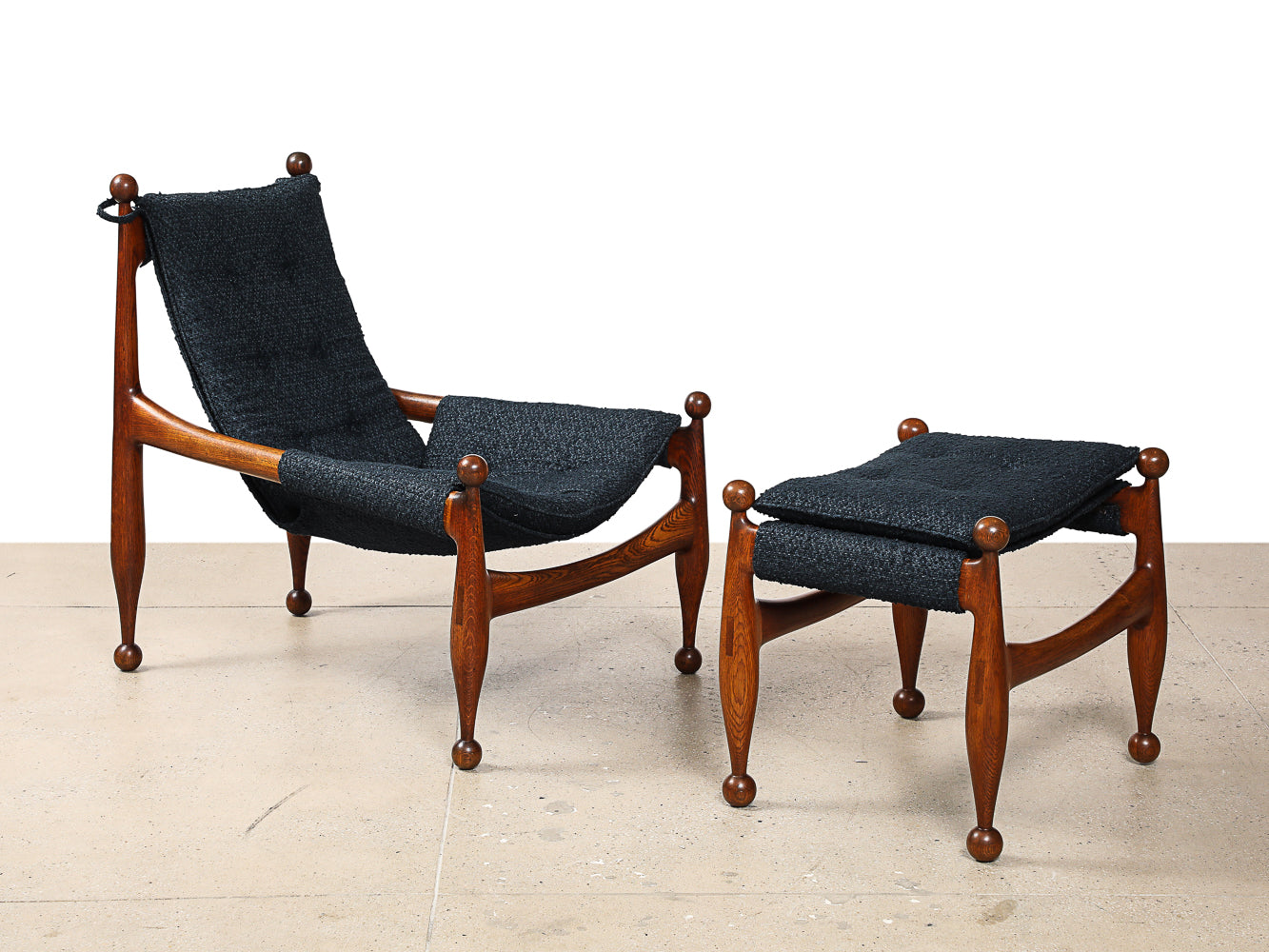 Four Legged Sling Chair with Ottoman by Wendell Castle