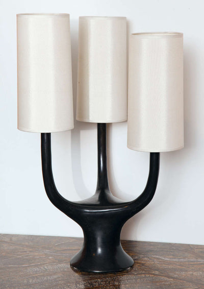 “Triade” Bronze Table Lamp by Alexandre Logé