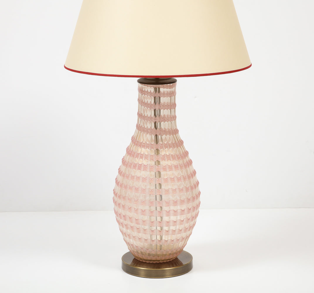 Pair of Segmentati Glass Table Lamps by Barovier & Toso