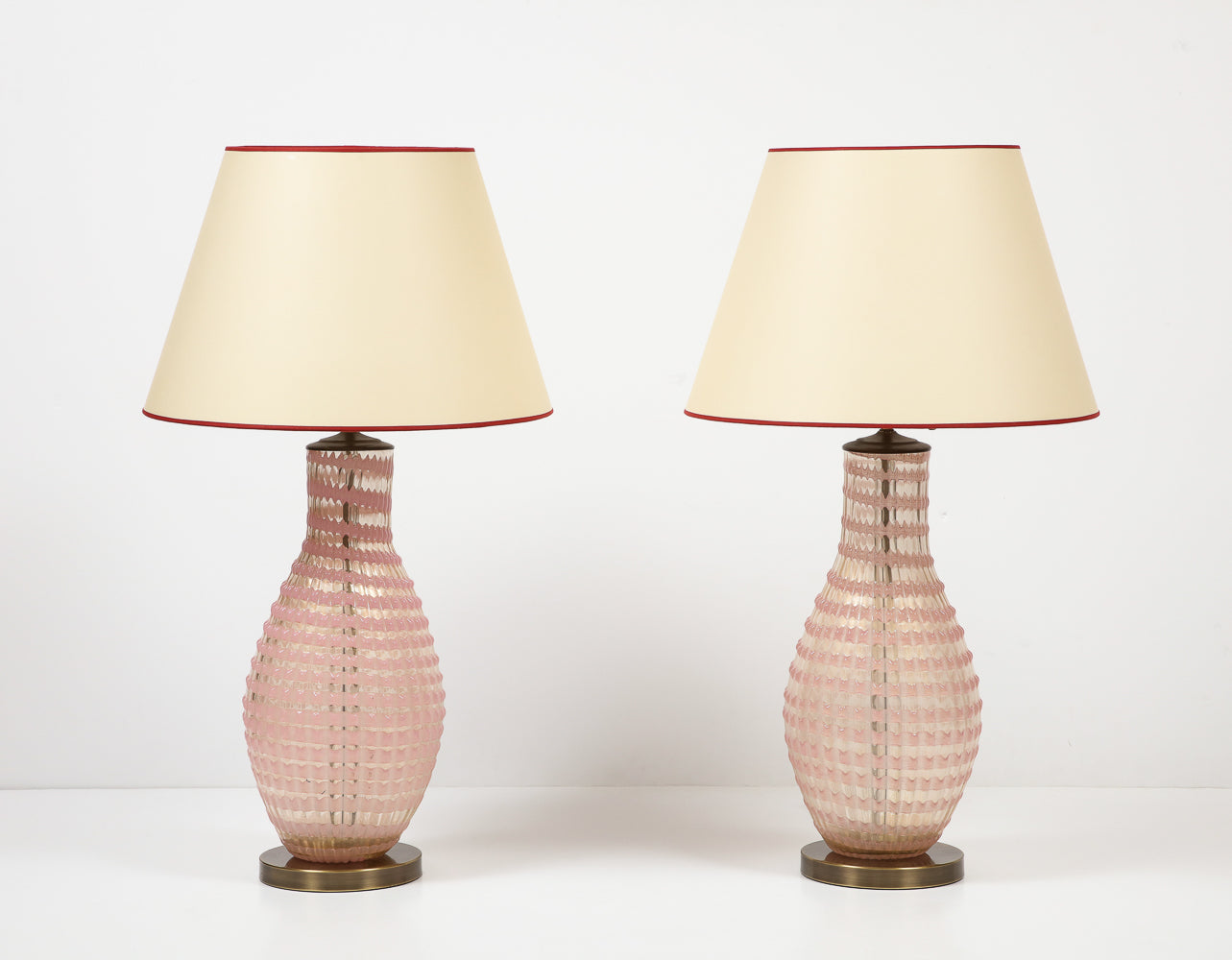 Pair of Segmentati Glass Table Lamps by Barovier & Toso