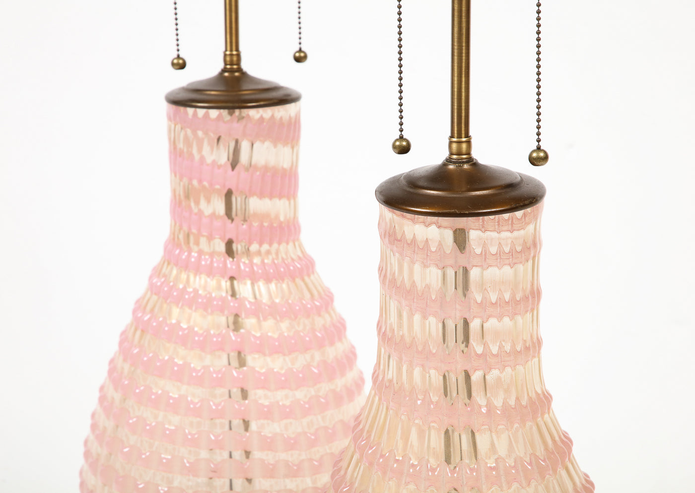 Pair of Segmentati Glass Table Lamps by Barovier & Toso