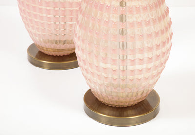 Pair of Segmentati Glass Table Lamps by Barovier & Toso