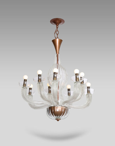 Rare 9-Arm Chandelier by Carlo Scarpa for Venini