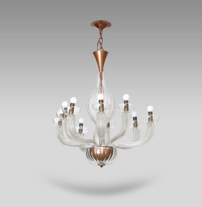 Rare 9-Arm Chandelier by Carlo Scarpa for Venini