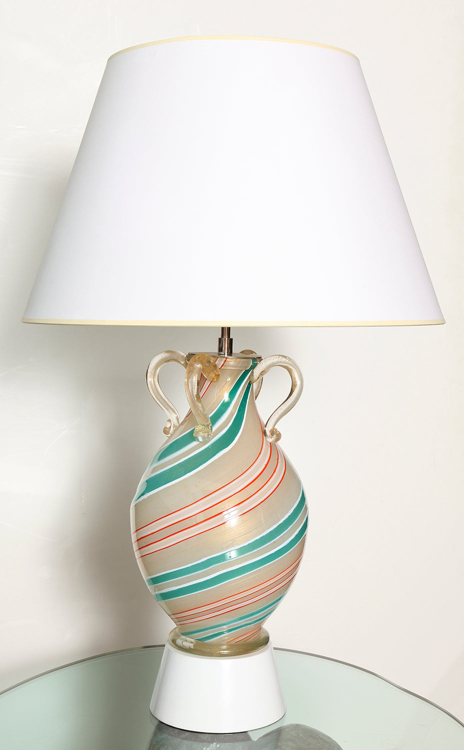 Hand-Blown Glass Lamp with Handles by Barovier, Murano