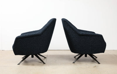 Rare Pair of Swivel Lounge Chairs by Osvaldo Borsani for ABV