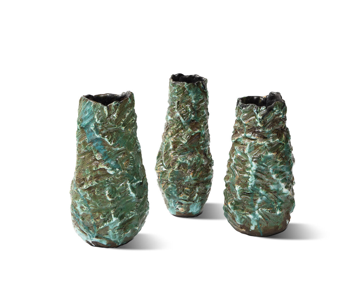 Trio of Cylindrical Vases with Black Interiors by Dena Zemsky
