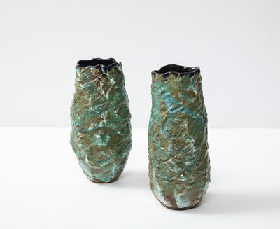 Tall Vases with Blue Interiors by Dena Zemsky